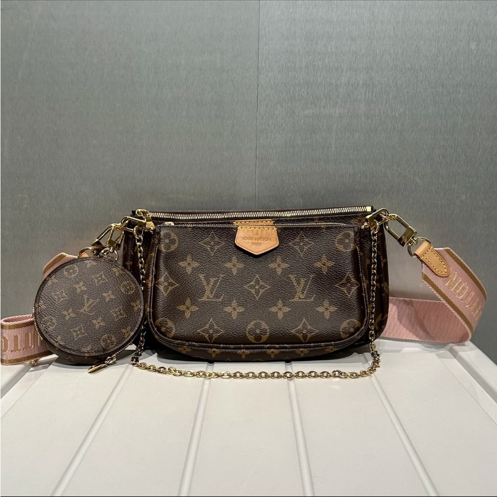 Louis Vuitton Brown Crossbody Bag with Monogram Canvas Multi Pouchette